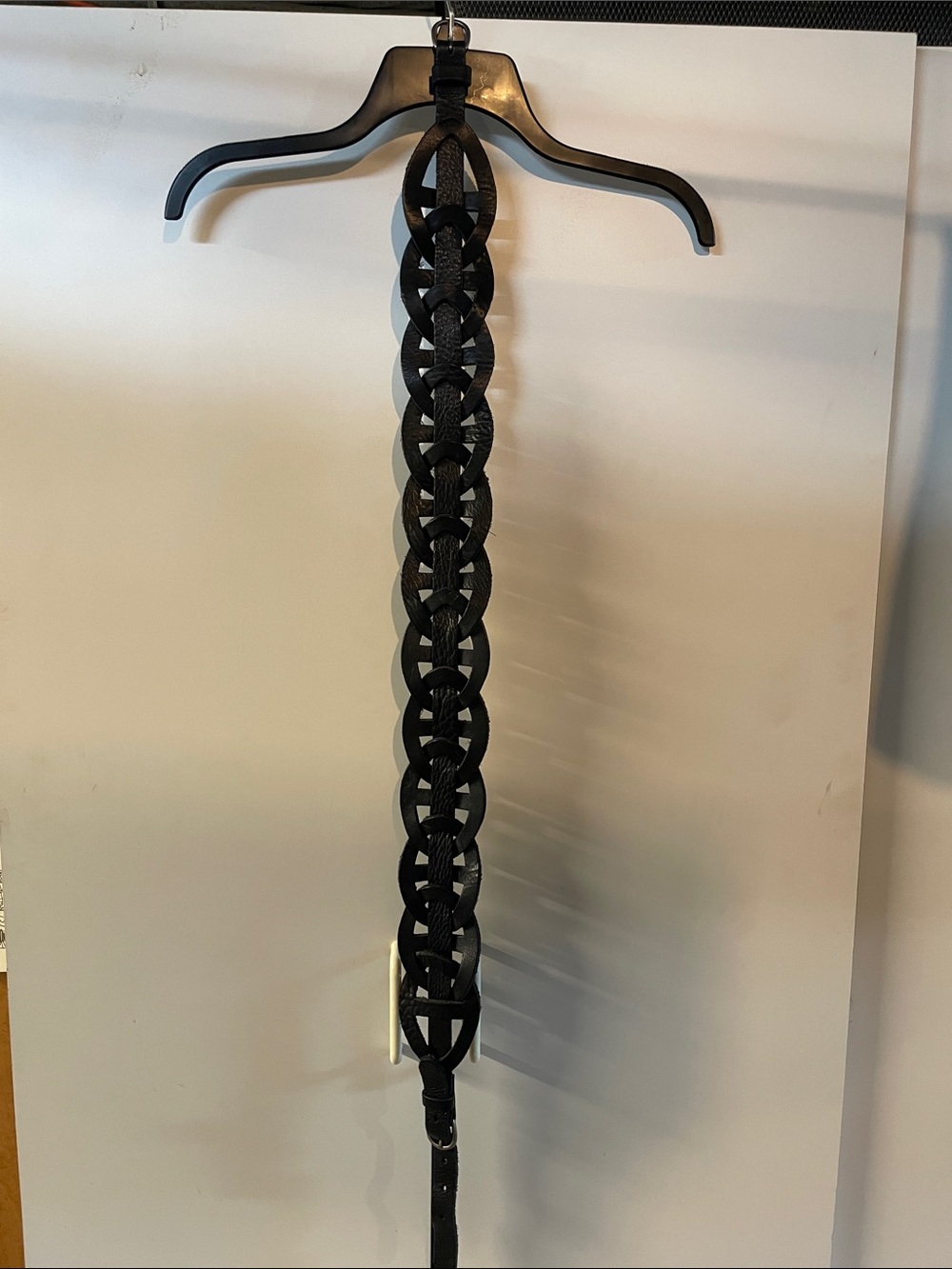 Braided Black Leather Belt - Women